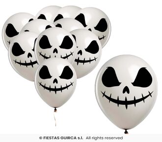 10 BALLONS LATEX FANTOME 30 CM ( UNIQUEMENT EN MAGASIN )