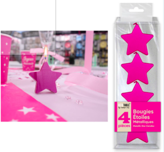 4 BOUGIES ETOILES FUCHSIA